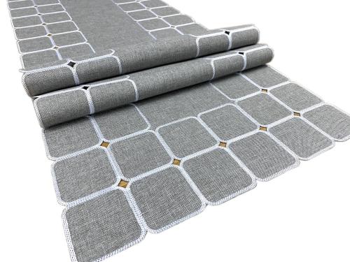 Bieżnik haftowany 40x175 cm szary kostki