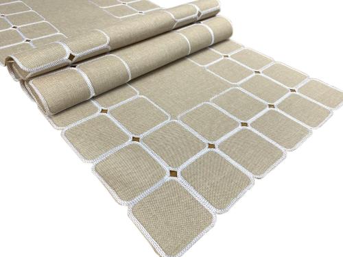 Bieżnik haftowany 40x175 cm ecru kostki