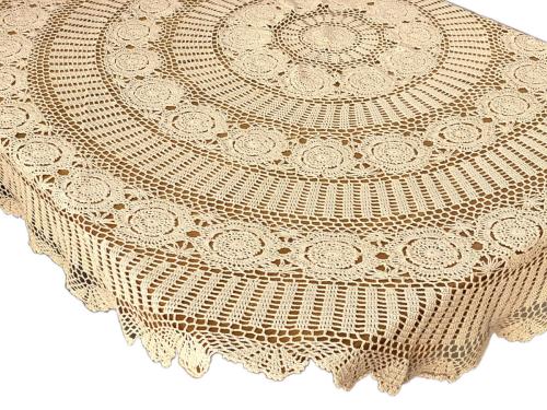 Obrus szydełkowy okrągły śr. 170 cm ecru