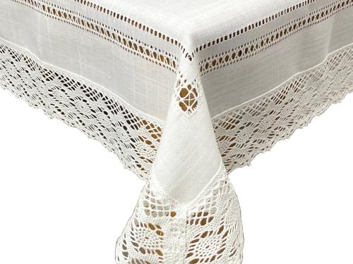 Obrus z koronką 130x180 cm rustykalny