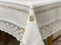 Obrus z koronką 130x180 cm rustykalny