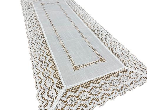 Bieżnik z koronką 40x90 cm rustykalny