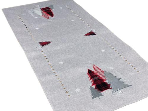 Bieżnik Świąteczny 55x115 cm Lurex Choinki