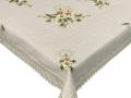 Obrus Świąteczny 150x220 cm beżowy z koronką