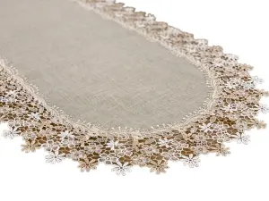 Bieżnik lniany z gipiurą 50x100 cm owalny