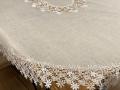 Obrus lniany z gipiurą 130x180 cm owalny