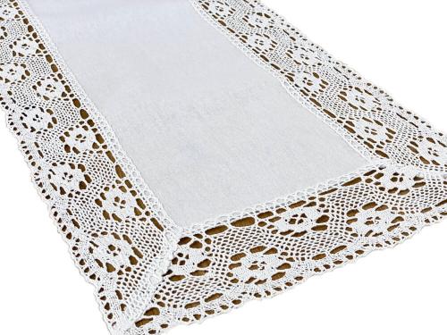 Bieżnik z koronką 40x90 cm biały Emilia