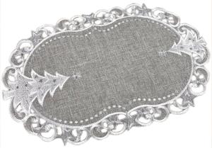 Serwetka świąteczna 30x45 cm choinki szara