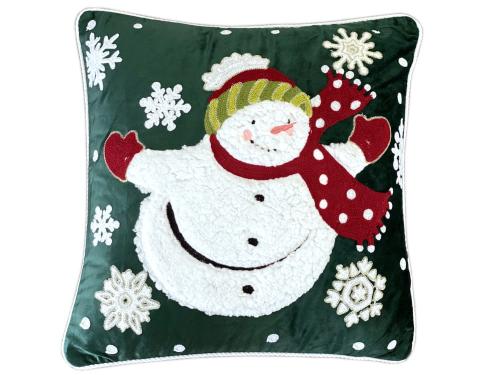 Poszewka świąteczna 45x45 cm zielona Bałwanek