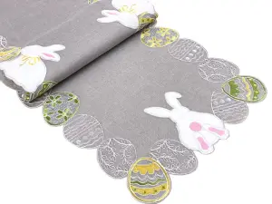 Bieżnik 40x140 cm szary Pisanki Zajączki Wielkanocne