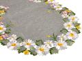 Bieżnik owalny 50x100 cm szary Kwiaty