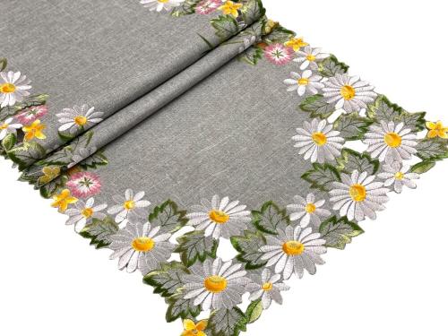 Bieżnik 40x140 cm szary Kwiaty