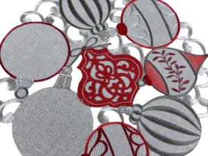 Serwetka świąteczna śr. 30 cm szara bombki