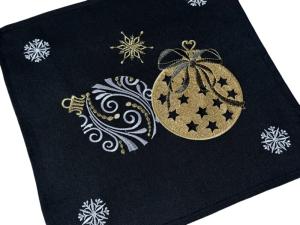 Serwetka świąteczna 30x30 cm czarna złote bombki