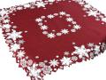 Obrus świąteczny 85x85 cm czerwony śnieżki