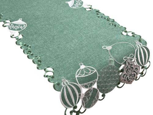 Bieżnik świąteczny 40x174 cm zielony bombki