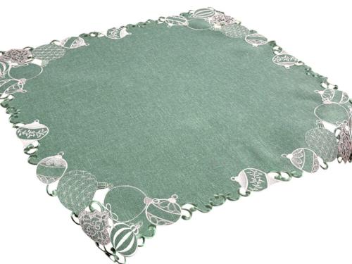 Obrus świąteczny 85x85 cm zielony bombki