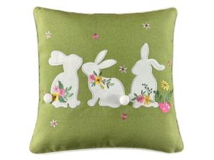 Poszewka wielkanocna 40x40 wiosenna zieleń zajączki z haftem
