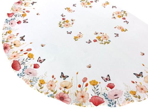 Obrus okrągły śr. 130 cm łąka kwiatowa