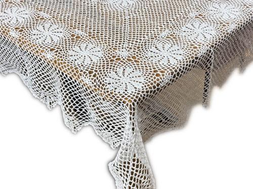 Obrus szydełkowy 150x300 cm biały