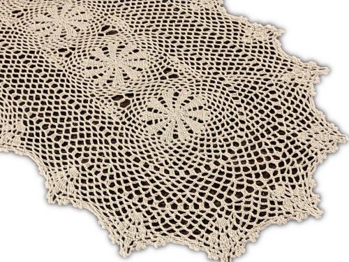 Bieżnik szydełkowy 50x100 cm owalny ecru