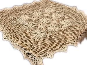Obrus szydełkowy 100x100 cm ecru kwadratowy