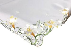 Obrus 85x85 cm żonkile biały