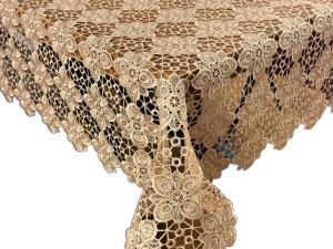 Obrus gipiurowy 150x260 cm pełna gipiura - szampański beż
