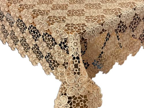 Obrus gipiurowy 150x260 cm pełna gipiura - szampański beż