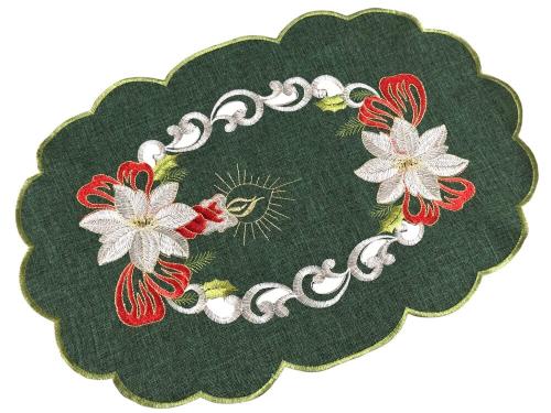 Serwetka świąteczna 30x45 cm zielona owalna stroik