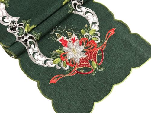 Bieżnik świąteczny 40x140 cm zielony stroik