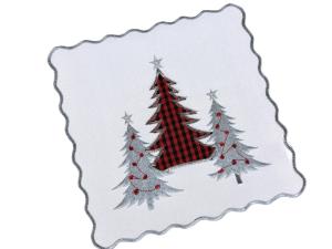 Serwetka świąteczna 25x25 cm biała z choinkami