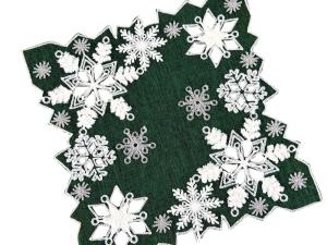Serwetka świąteczna 30x30 cm zielona śnieżki