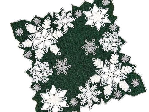 Serwetka świąteczna 30x30 cm zielona śnieżki
