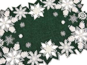 Serwetka świąteczna 30x45 cm zielona śnieżki