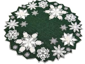 Serwetka świąteczna okrągła śr. 40 cm zielona śnieżki