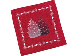 Serwetka świąteczna 25x25 cm czerwona Zimowe Choinki