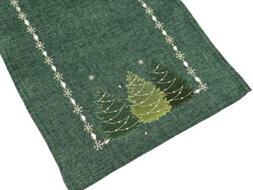 Bieżnik świąteczny 40x85 cm zielony Zimowe Choinki