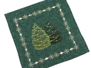 Serwetka świąteczna 25x25 cm zielona Zimowe Choinki