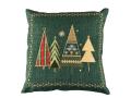 Poszewka świąteczna 40x40 cm złociste choinki zielona