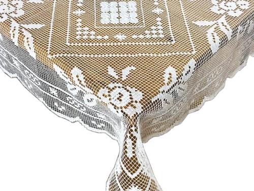 Obrus koronkowy 130×170 cm ręcznie szydełkowany biały