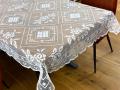 Obrus koronkowy 130×170 cm ręcznie szydełkowany biały