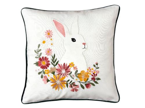 Poszewka wielkanocna 40x40 Zajączek w kwiatach biała