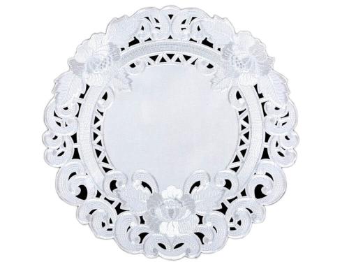 Serwetka okrągła 40 cm biała haftowana Amelia