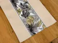 Bieżnik dekoracyjny Flora 40x90 cm beżowy liście kwiaty