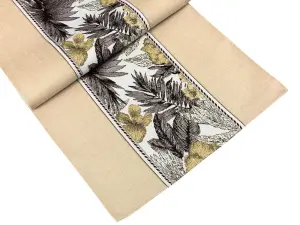 Bieżnik dekoracyjny Flora 40x140 cm beżowy z pasem liści