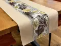 Bieżnik dekoracyjny Flora 40x140 cm beżowy z pasem liści