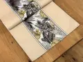 Bieżnik dekoracyjny Flora 40x140 cm beżowy z pasem liści