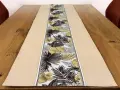 Bieżnik dekoracyjny Flora 40x180 cm beżowy z pasem liści