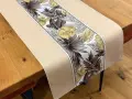 Bieżnik dekoracyjny Flora 40x180 cm beżowy z pasem liści